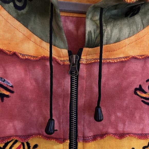 Rising International Women 3XL Plus Floral Patchwork Hoodie Yellow Boho Hippie - Picture 7 of 12